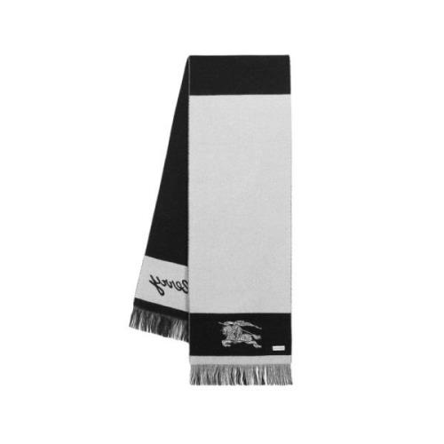 Cashmere Knight Strip Sjaal - Wit Burberry , White , Unisex