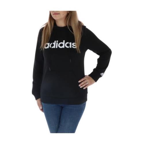 Zwarte Bedrukte Hoodie Dames Adidas , Black , Dames