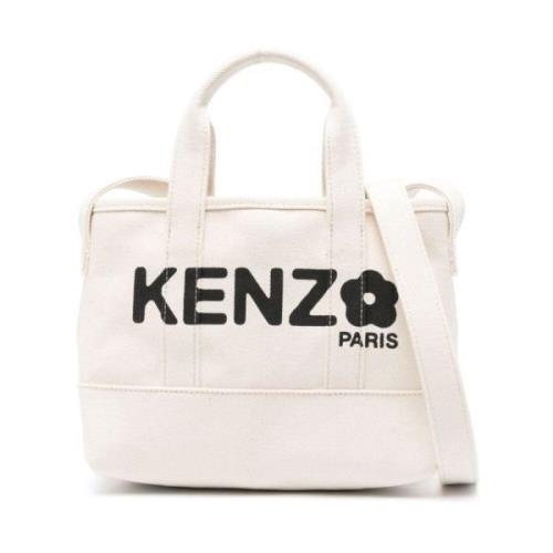 Beige Canvas Schoudertas met Boke Flower Motif Kenzo , Beige , Dames