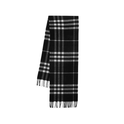 Geruite Cashmere Sjaal - Zwart Burberry , Black , Unisex