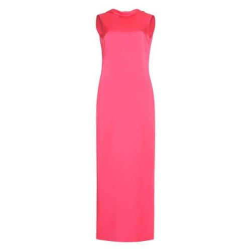 Gedrapeerde Sheath Jurk met Achtersplit Versace , Pink , Dames