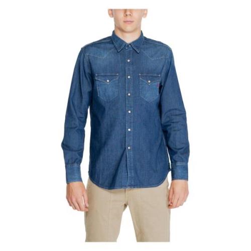 Blauw Overhemd Lange Mouw Mannen Replay , Blue , Heren