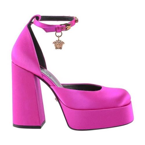 Roze Satijnen Dcollet Pumps Versace , Pink , Dames