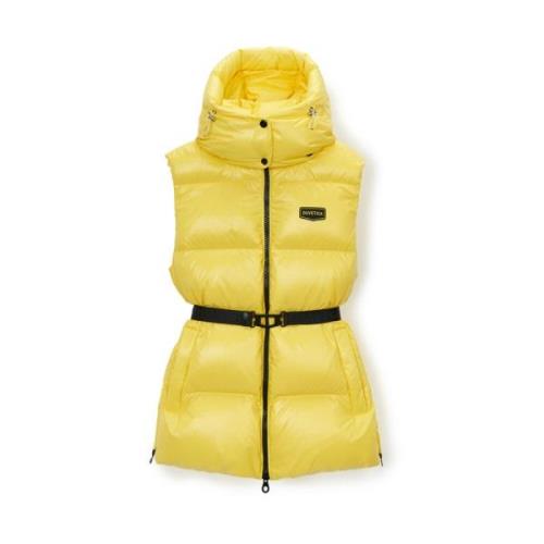 Lichtgele Mid-Down Vest met Afneembare Capuchon Duvetica , Yellow , Da...