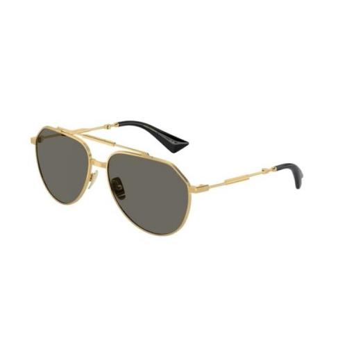 Gouden Frame Grijze Lens Zonnebril Dolce & Gabbana , Yellow , Unisex