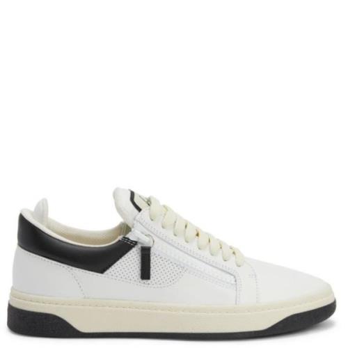 Witte Leren Sneakers met Dubbele Rits Giuseppe Zanotti , White , Heren