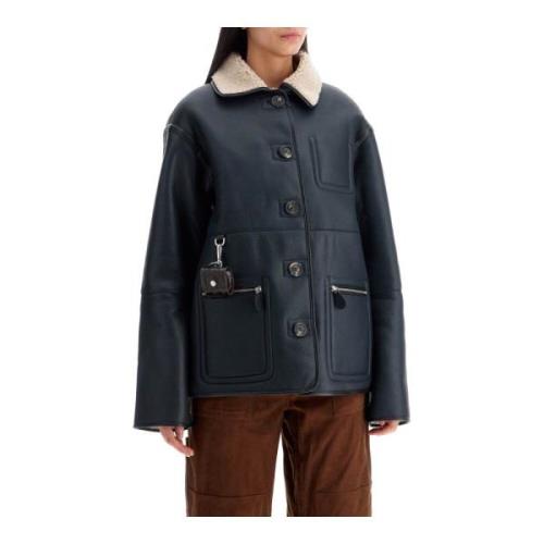 Reversible Shearling Jacket Saks Potts , Black , Dames