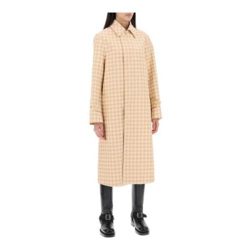 Houndstooth Car Coat Burberry , Beige , Dames