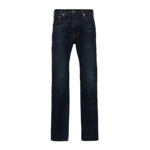 Blauwe Denim Jeans Straight Leg Tom Ford , Blue , Heren