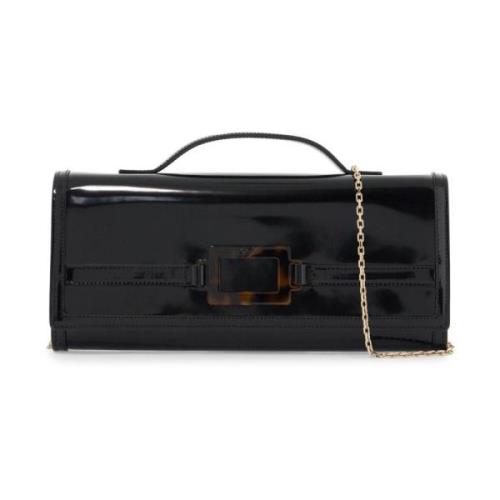 Geborsteld lederen Belle Vivier Clutch Tas Roger Vivier , Black , Dame...