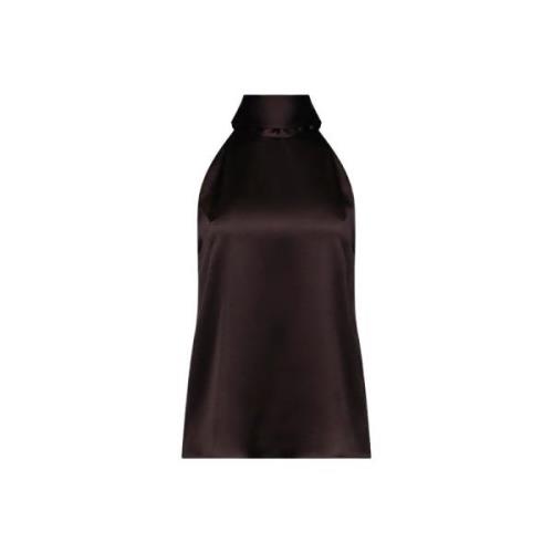 Satin Sienna Top in Chocolade Galvan London , Brown , Dames