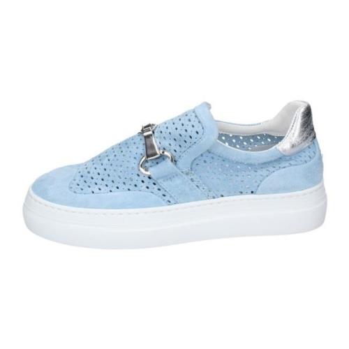 Suede Slip On Sneakers voor Vrouwen Stokton , Blue , Dames