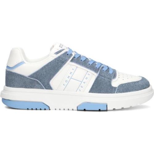 Blauwe Denim Lage Sneakers Tommy Jeans , Blue , Dames