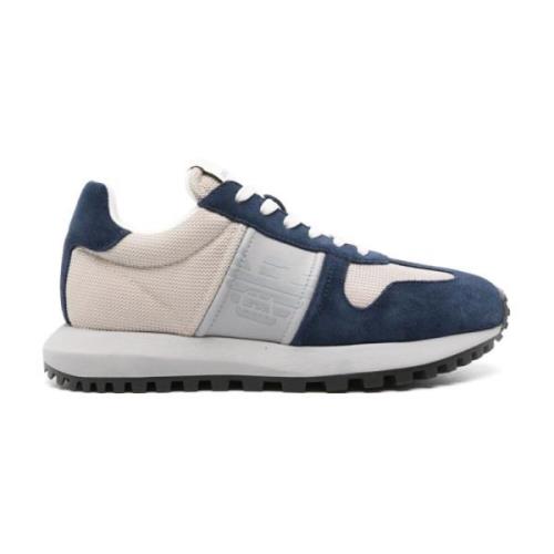 Mesh Panel Sneakers Emporio Armani , Blue , Heren