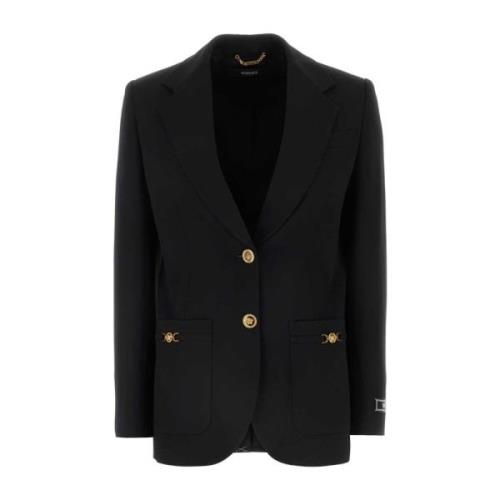 Oversize Zwart Wol Blazer Versace , Black , Dames