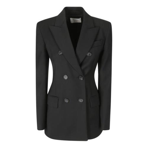 Zwarte double-breasted jas met zakken Sportmax , Black , Dames