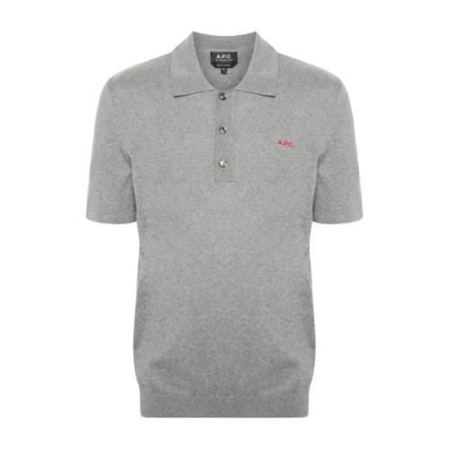 Grijze Polo Shirt Fijne Katoen Borduurwerk A.p.c. , Gray , Heren