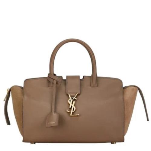 Pre-owned Leather handbags Yves Saint Laurent Vintage , Beige , Dames