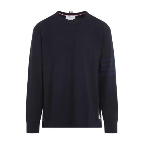 Blauw Gestreept T-shirt met Lange Mouwen Thom Browne , Blue , Heren