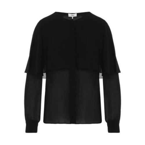 Zwarte Zijden Georgette Cape Blouse Chloé , Black , Dames