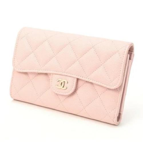 Pre-owned Leather wallets Chanel Vintage , Pink , Dames