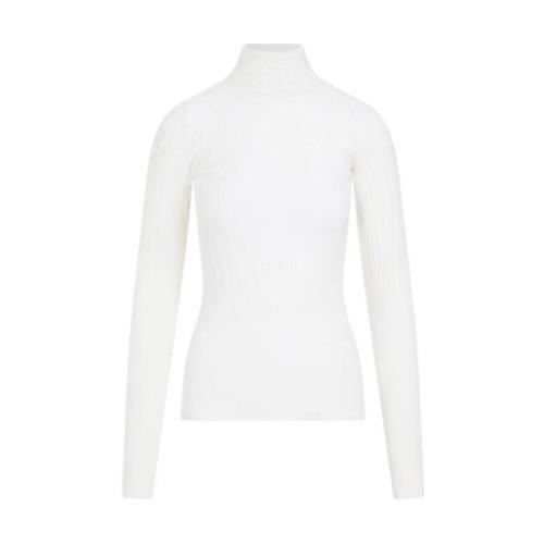 Witte Katoenen Geribbelde Turtle-Neck Top Bottega Veneta , White , Dam...