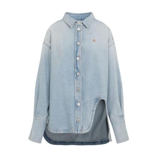 Blauwe Denim Shirt met Geborduurd Logo The Attico , Blue , Dames