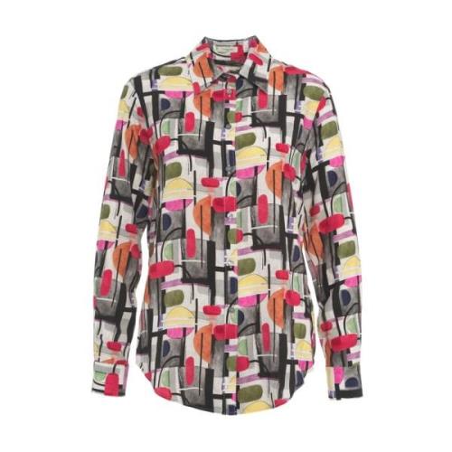 Retro Print Multi-Coloured Blouse Himon's , Multicolor , Dames