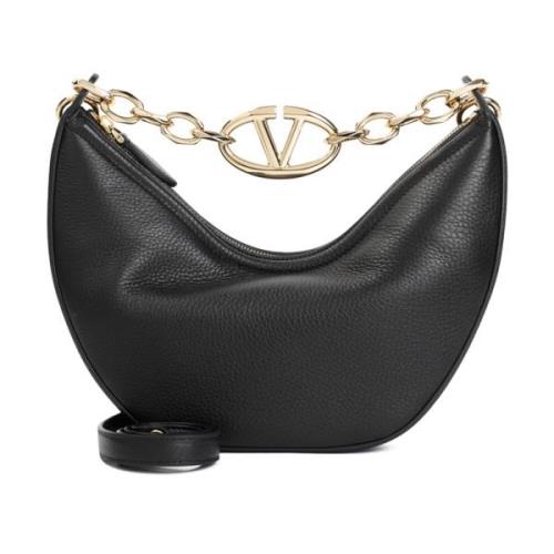 Zwarte Leren Handtas Valentino Garavani , Black , Dames