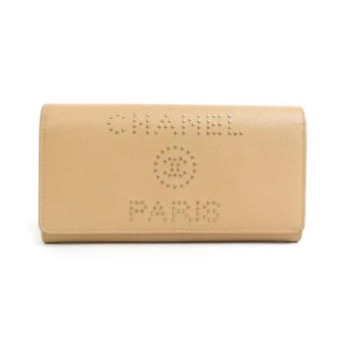 Pre-owned Leather wallets Chanel Vintage , Beige , Dames