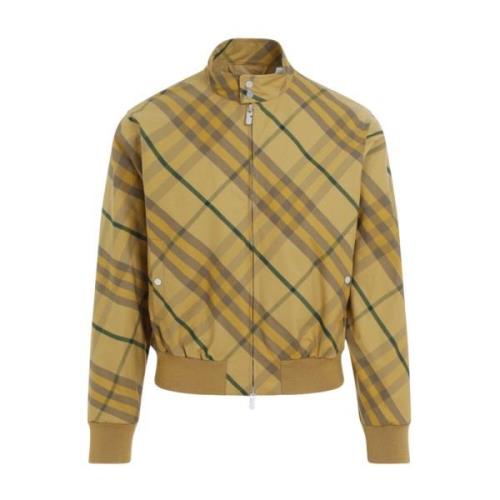 Check Cotton Bomber Jacket Nude Burberry , Beige , Heren