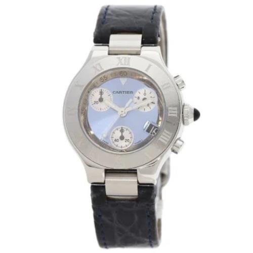 Pre-owned Stainless Steel watches Cartier Vintage , Blue , Dames