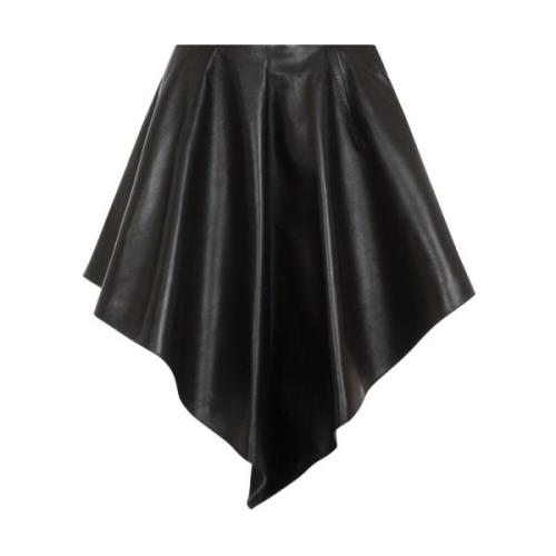 Zwarte Leren Geplooide Driehoek Rok Alaïa , Black , Dames