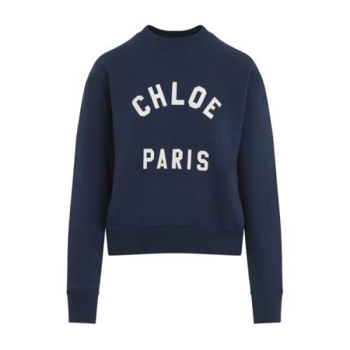 Blauwe Mock-Neck Sweater Trendy Stijl Chloé , Blue , Dames