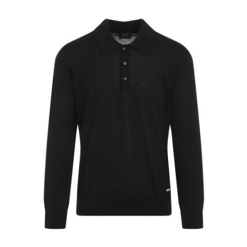 Zwarte Kasjmier Zijde Polo Sweater Brioni , Black , Heren