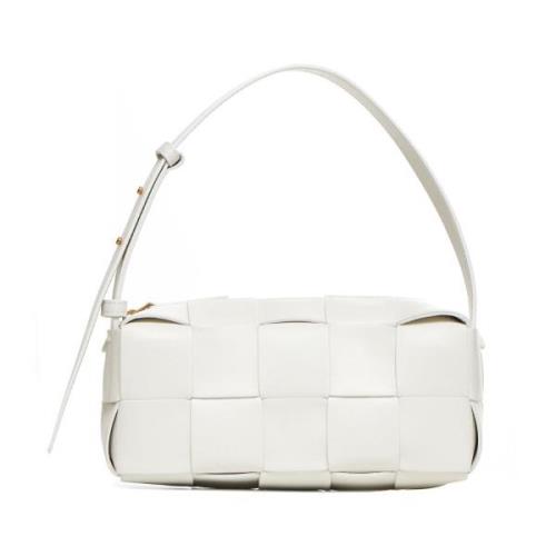 Witte Intreccio Cassette Schoudertas Bottega Veneta , White , Dames