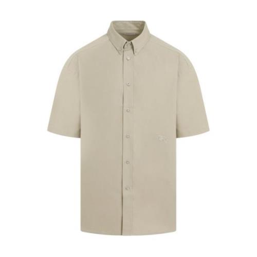 Groene Katoenen Shirt Korte Mouw Burberry , Beige , Heren