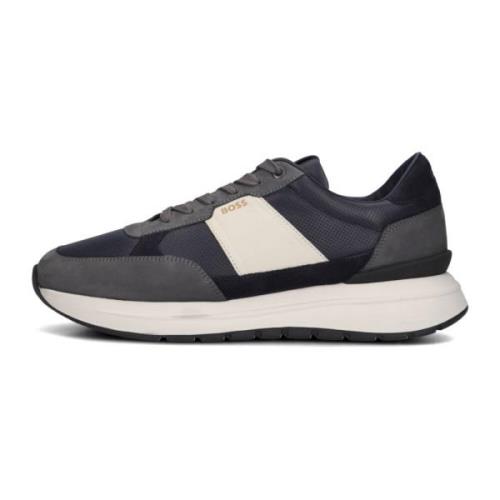 Blauw Leren Mesh Sneakers Hugo Boss , Multicolor , Heren