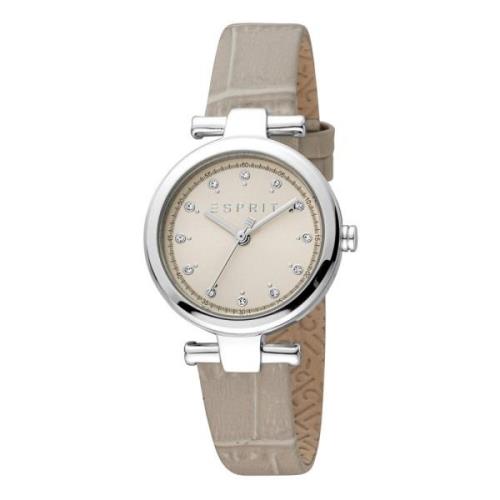 Dames Leren Analoge Horloge met Gesp Esprit , Gray , Dames