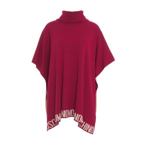 Rode Gebreide Poncho Aw24 Moschino , Red , Dames