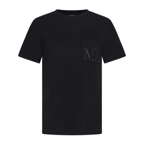 Zwart Katoenen T-shirt met Borstzak Max Mara , Black , Dames