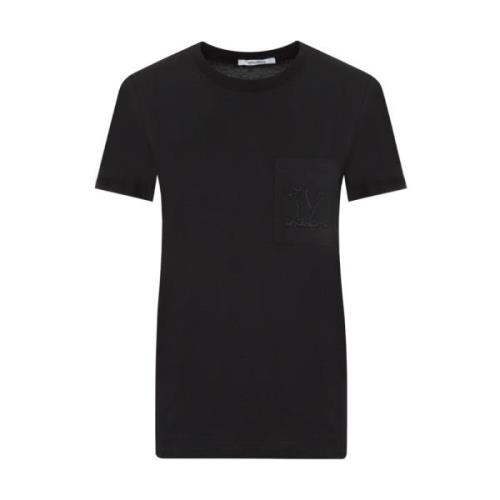 Zwarte Katoenen T-Shirt met Zak Max Mara , Black , Dames