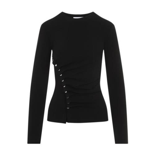 Stijlvol Zwart Top met Knoopdetails Paco Rabanne , Black , Dames