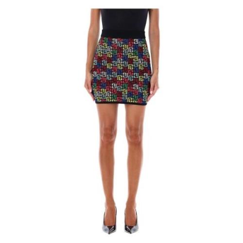 Multicolor Pop Monogram Mini Rok Balmain , Multicolor , Dames