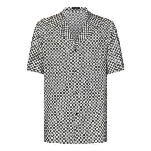 Zwarte Monogram Korte Mouw Shirt Balmain , Gray , Heren