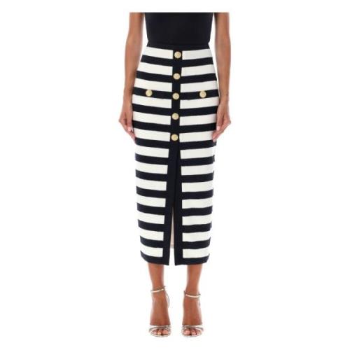 Gestreepte Midi Rok Nero Bianco Balmain , Multicolor , Dames