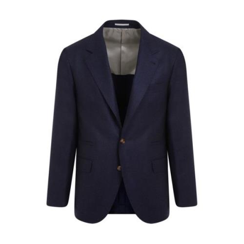 Blauwe Wollen Jas Stijlvolle Herenmode Brunello Cucinelli , Blue , Her...