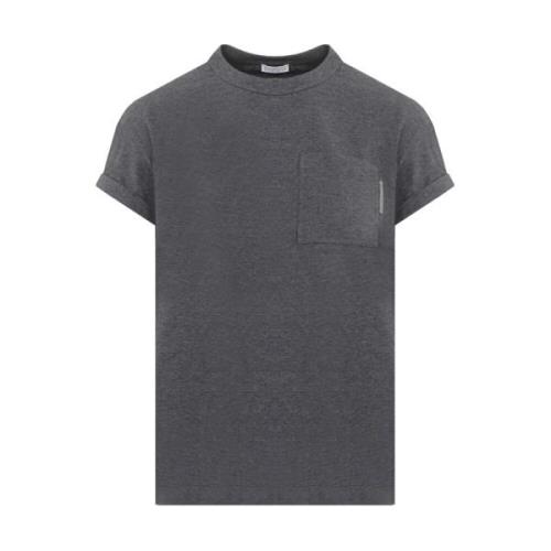 Grijze Katoenen T-shirt Ronde Hals Brunello Cucinelli , Gray , Dames