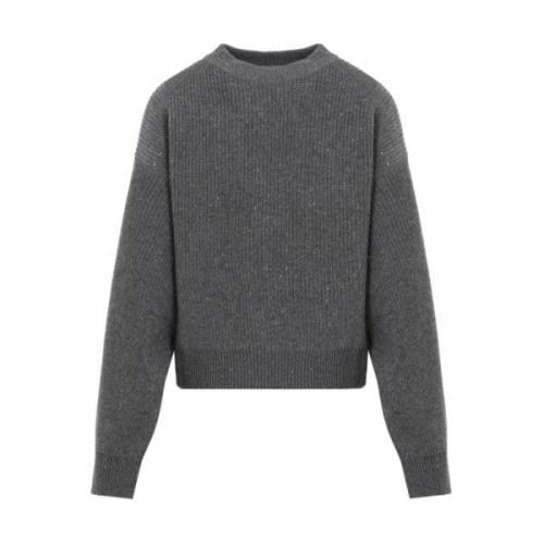 Kasjmier Paillet Ronde Hals Sweater Brunello Cucinelli , Gray , Dames