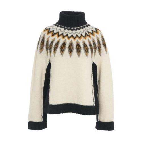 Witte Jacquard Pullover Gebreide kleding Aw24 Semicouture , Multicolor...